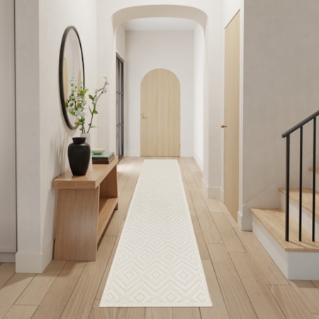 2&apos;2&quot; x 20&apos; Ivory White Modern Rug