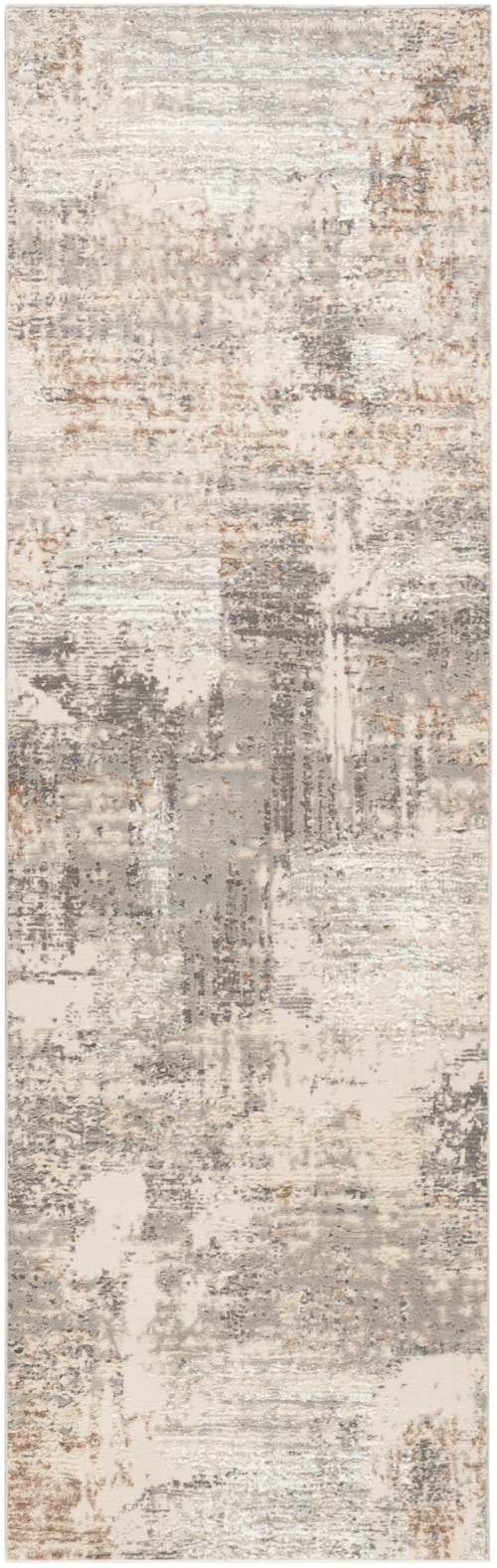 2'2" X 7'6" Beige Grey Runner Rug