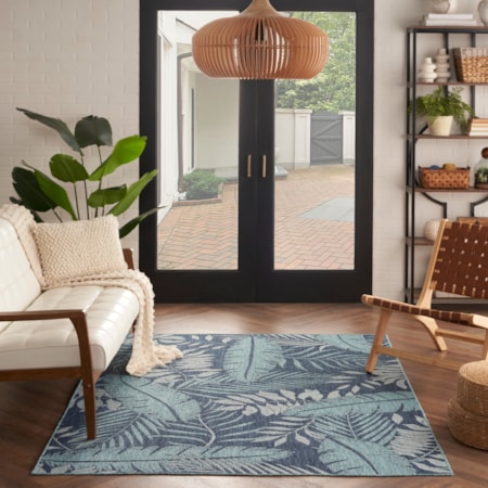 4&apos; x 6&apos; Navy Tropical Rug