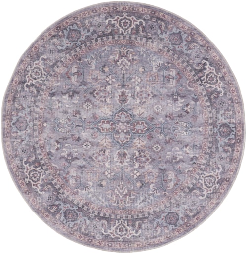 5'3" Round Grey Round Rug