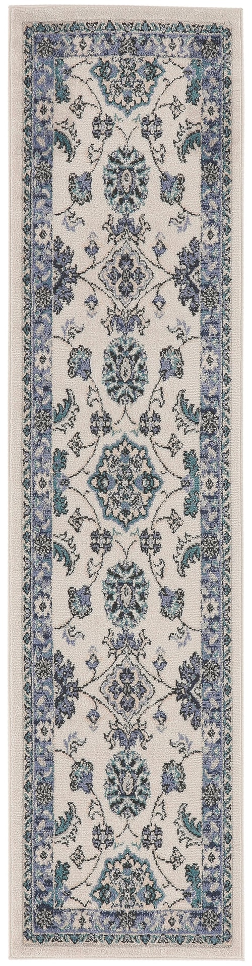 2' X 6' Ivory Blue Runner Rug
