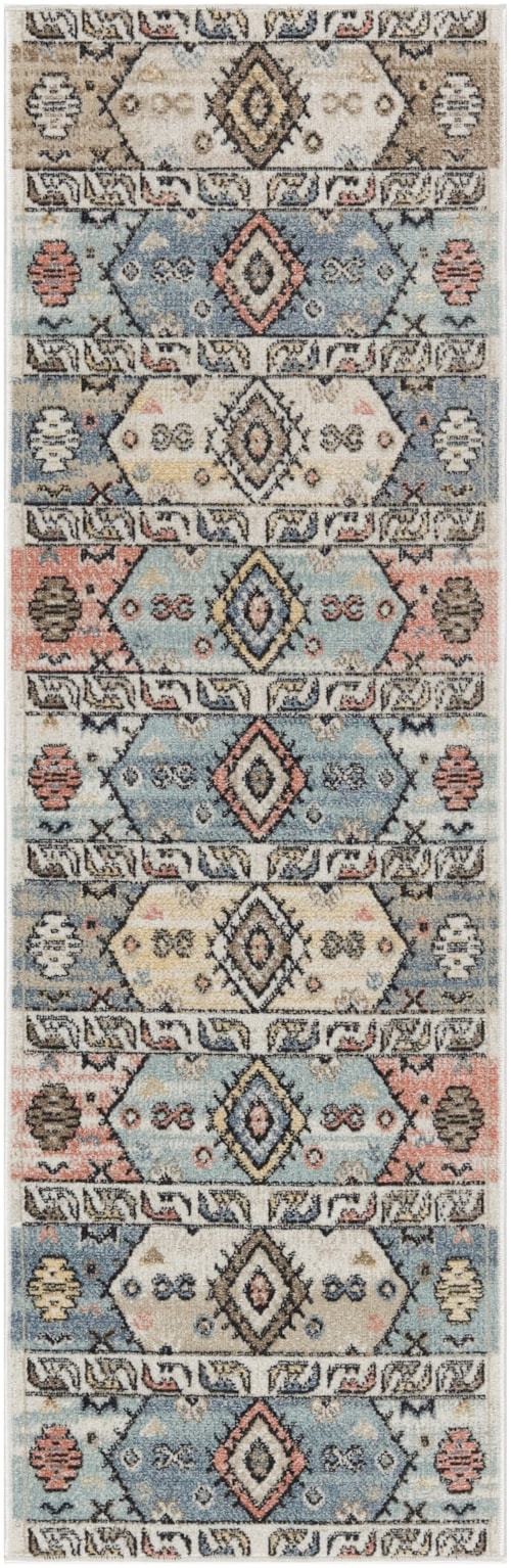 2' X 6' Ivory Multicolor Runner Rug