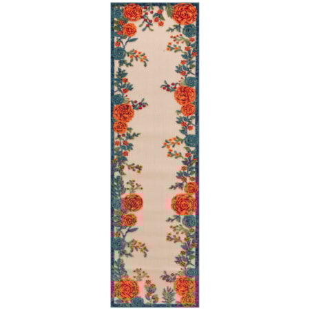 2' x 6' Ivory Multicolor Outdoor Rug