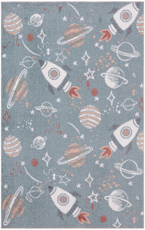 3'3" X 5' Blue Multicolor Rectangle Rug