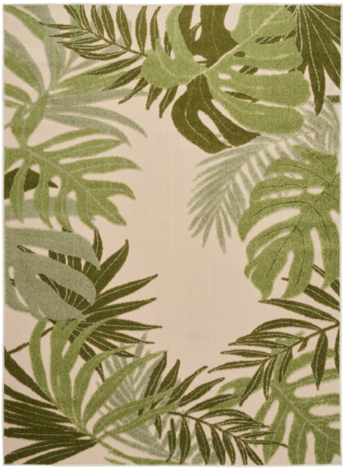 Aloha 6' X 9' Ivory Green Outdoor Rug