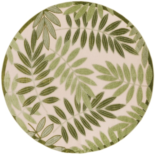 7'10" Round Ivory Green Round Rug