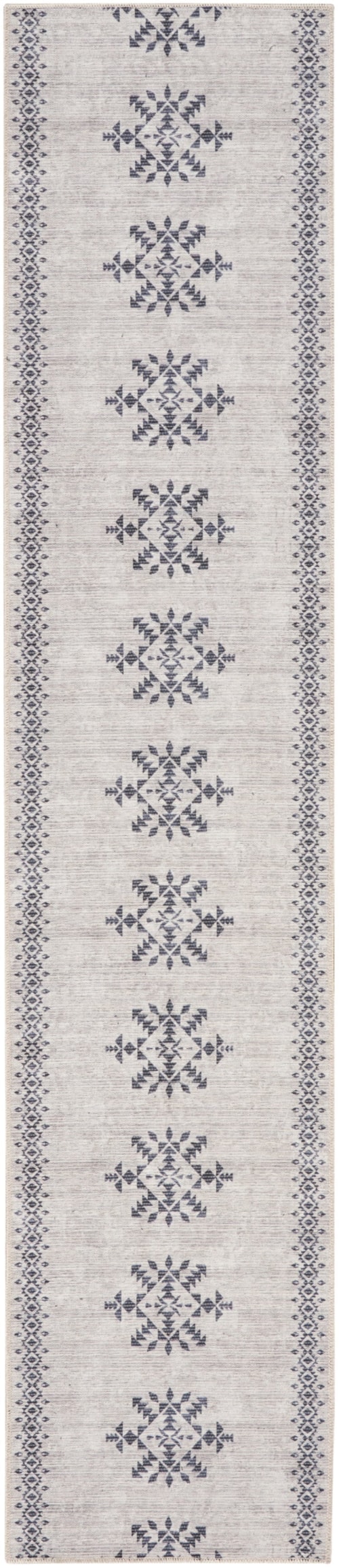 2'2" X 10' Ivory/Charcoal Runner Rug