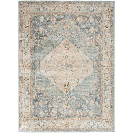 9' x 12' Silver Blue Vintage Rug