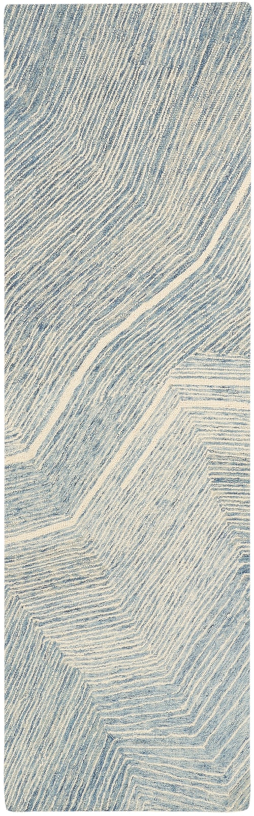2'3" X 7'6" Ivory Blue Runner Rug