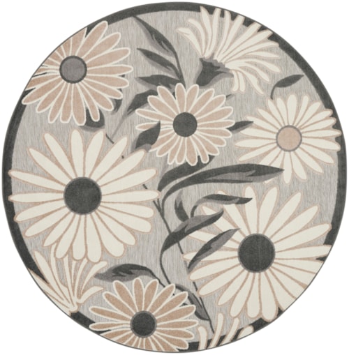 7’10” Beige Round Rug