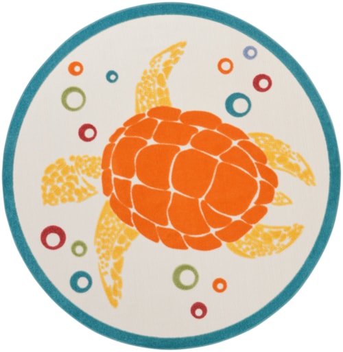 7'10" Teal Multi Round Rug