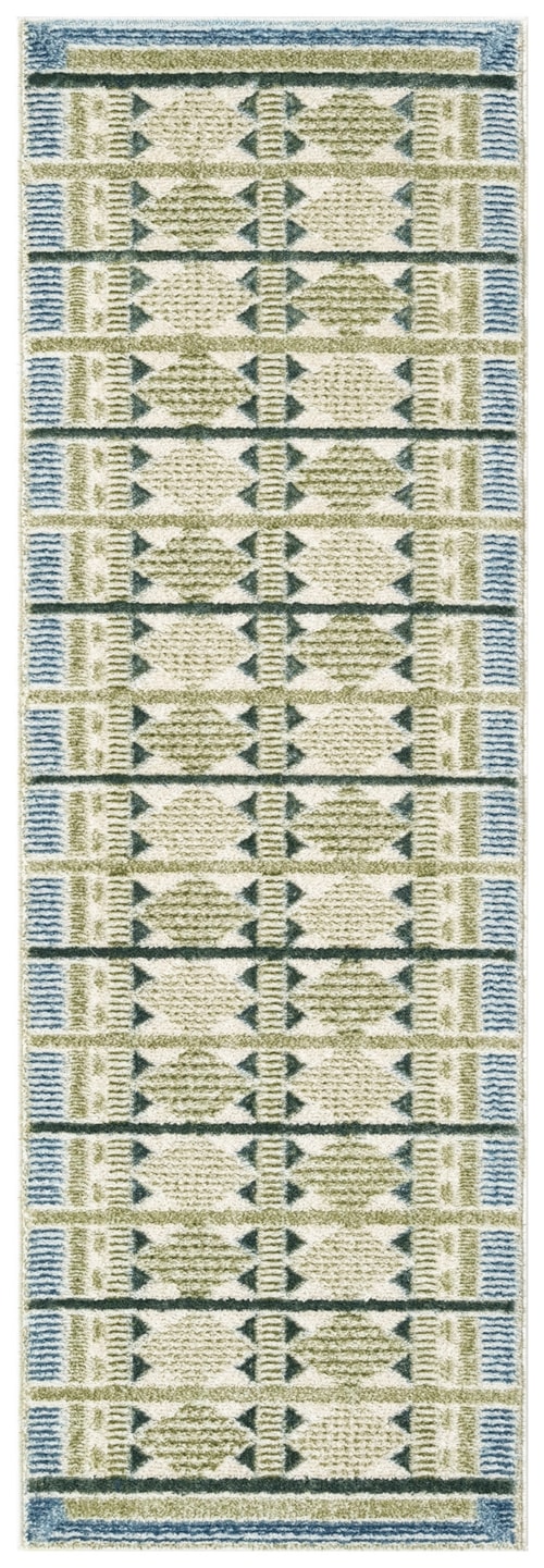 2' X 6' Green Blue Runner Rug