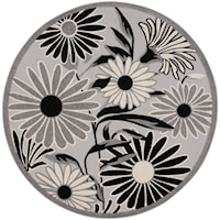 7’10” Black White Round Rug