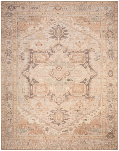 7'10" X 9'10" Coral Mint Rectangle Rug