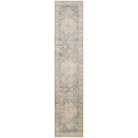 2'2" x 8' Silver Blue Vintage Rug