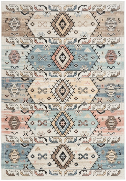 5'3" X 7' Ivory Multicolor Rectangle Rug