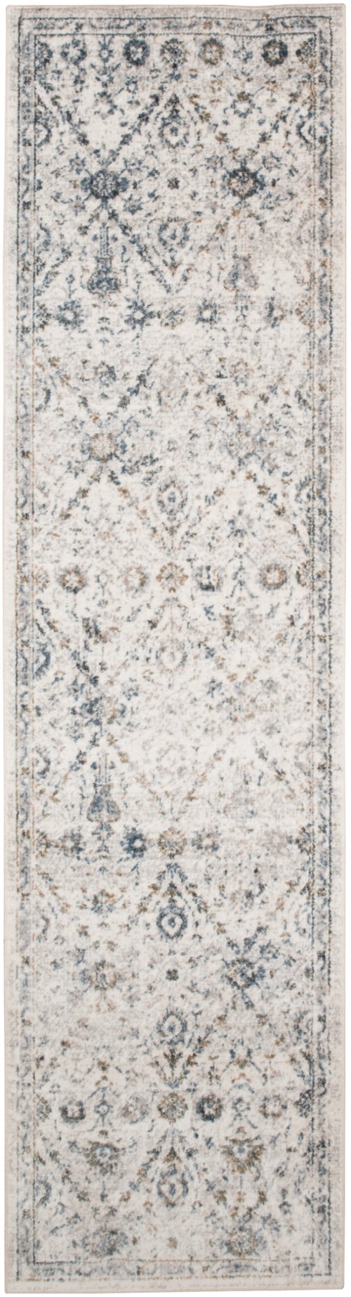 2'2" X 8' Ivory Blue Runner Rug