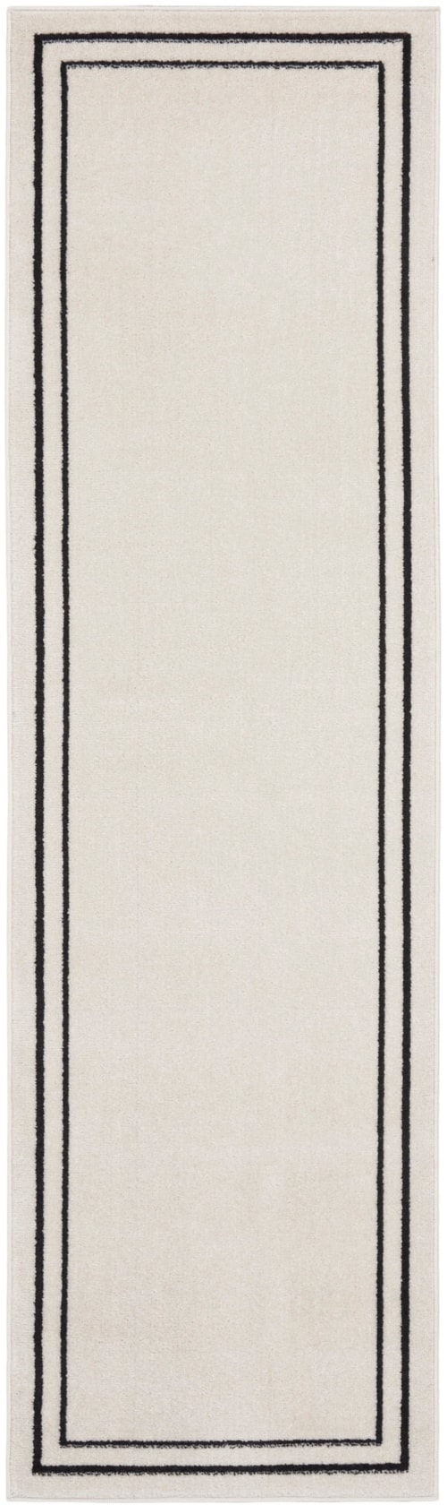 2'2" x 7'6 Ivory/Black Runner Rug