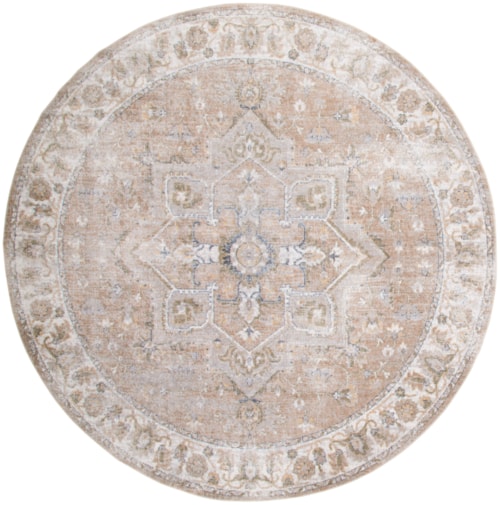 7'10" Beige Round Rug