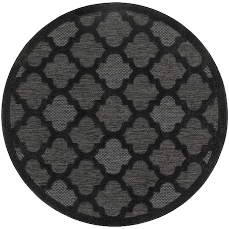 5' x Round Charcoal Black Modern Rug