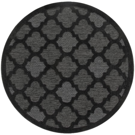 5' x Round Charcoal Black Modern Rug
