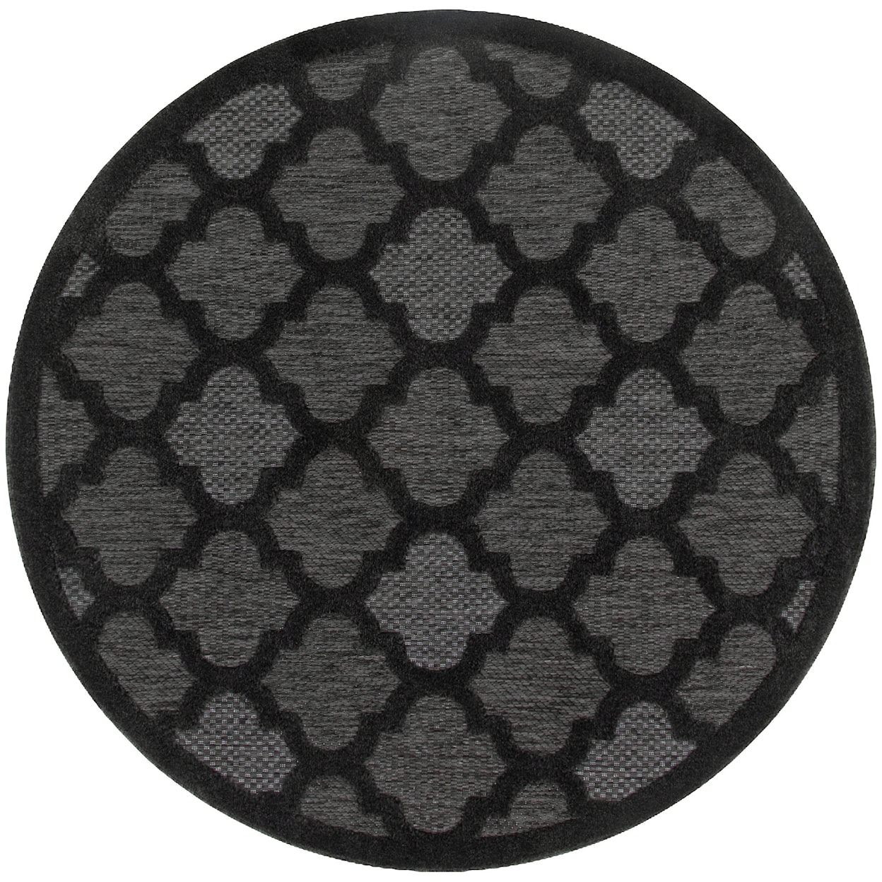 Nourison Easy Care 5' x Round Charcoal Black Modern Rug