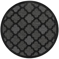 Easy Care 5' X Round Charcoal Black Modern Rug