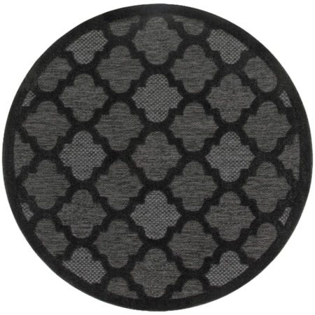 5' x Round Charcoal Black Modern Rug