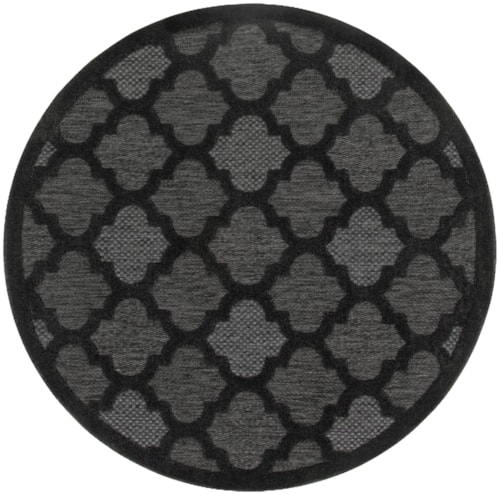 Easy Care 5' X Round Charcoal Black Modern Rug