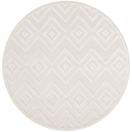 4' x Round Ivory White Modern Rug