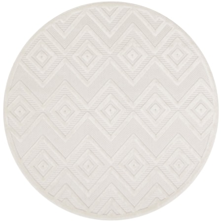 4' x Round Ivory White Modern Rug