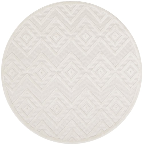 Versatile 4' X Round Ivory White Modern Rug