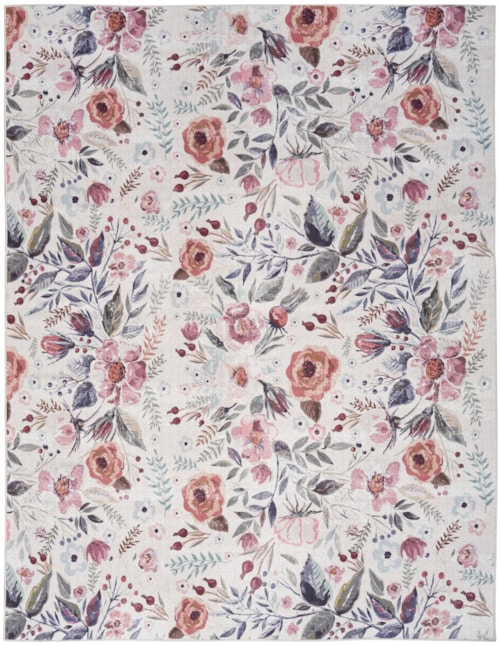 9'2" X 12' Ivory Pink Rectangle Rug
