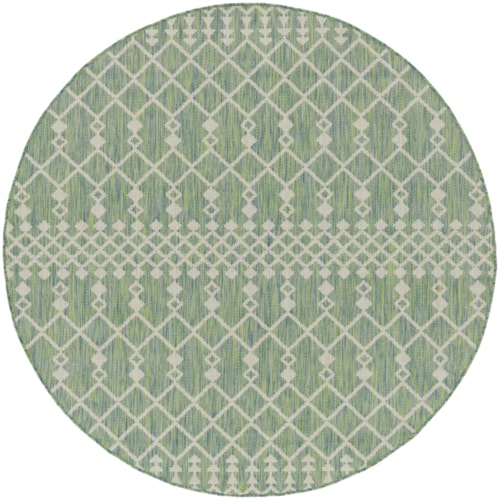 8' Round Blue Green Round Rug