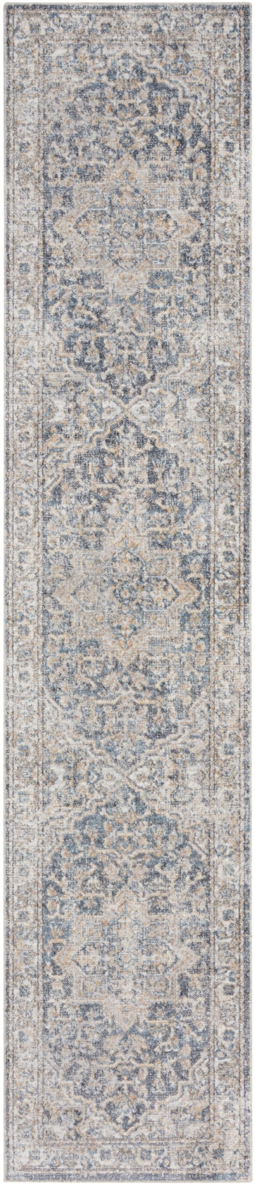 2'2" x 12' Grey/Blue Runner Rug