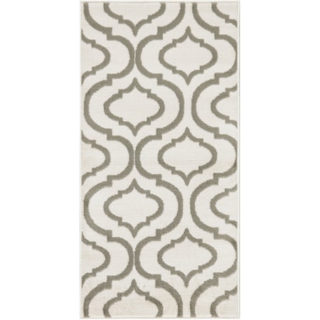 2' x 4' Ivory Green Contemporary Rug
