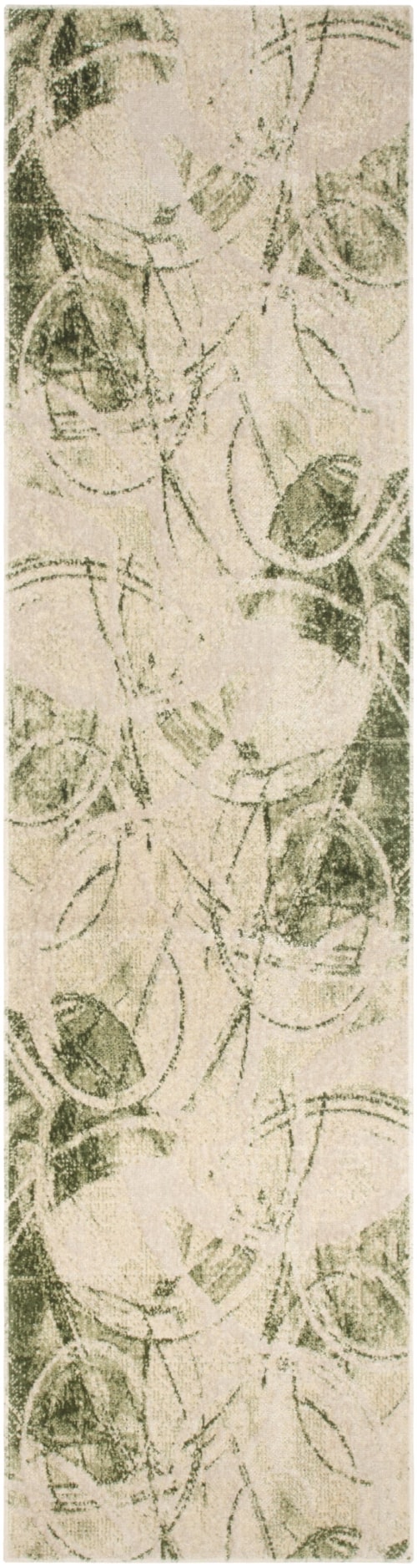 2' X 6' Beige Green Runner Rug