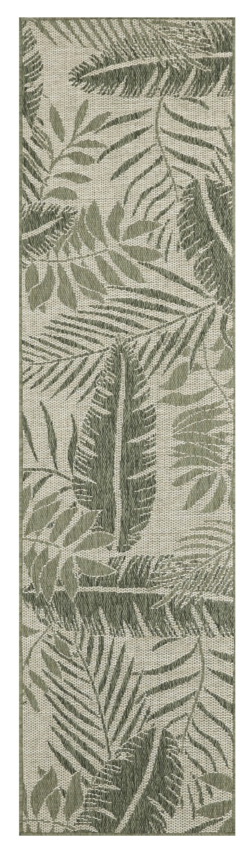 2' X 8' Ivory Green Runner Rug