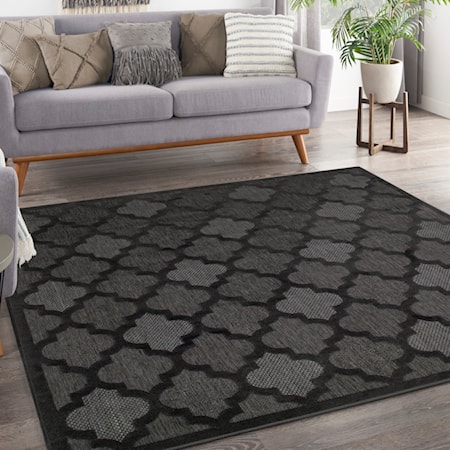 9&apos; x Square Charcoal Black Modern Rug