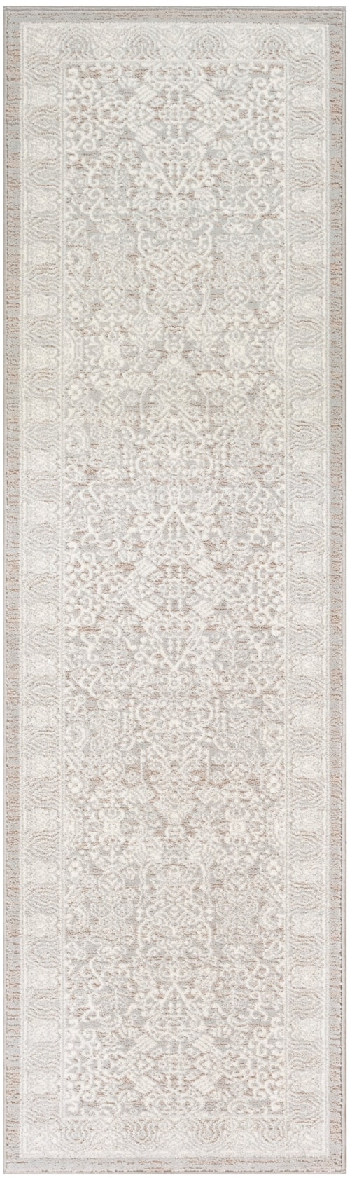 2'2" X 7'6 Silver Ivory Runner Rug