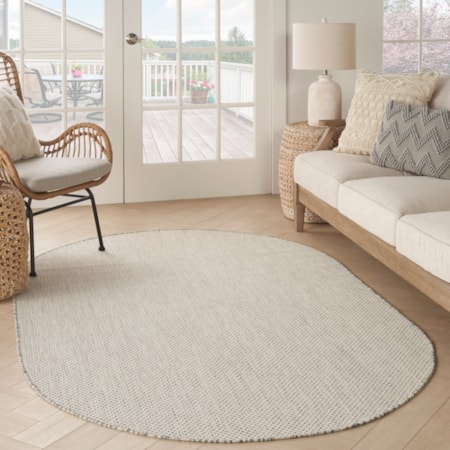 6&apos; x 9&apos; Oval Ivory Silver Modern Rug