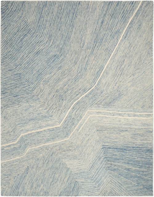 7'9" X 9'9" Ivory Blue Rectangle Rug