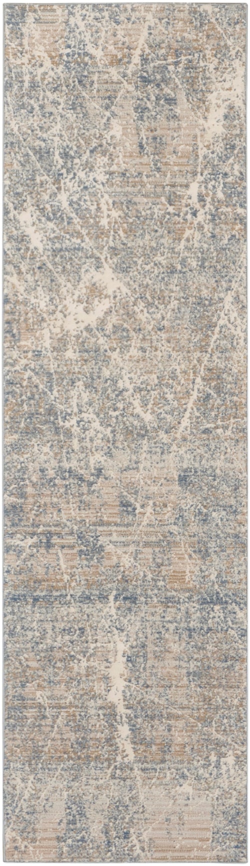2'2" X 7'6" Beige Blue Runner Rug