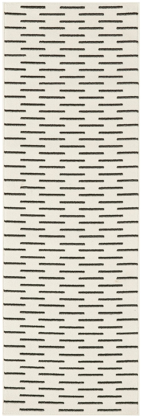 2' X 6' Ivory Black Runner Rug