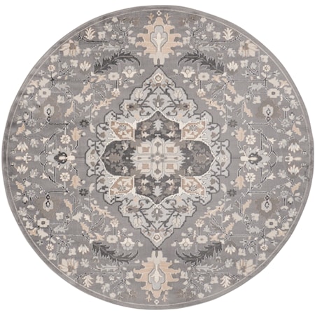 5'3" x Round Grey Transitional Rug