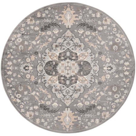 5'3" x Round Grey Transitional Rug
