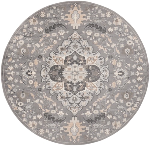 Elation 5'3" X Round Grey Transitional Indoor Rug