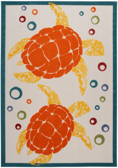 3'6" x 5'6" Teal Multi Rectangle Rug