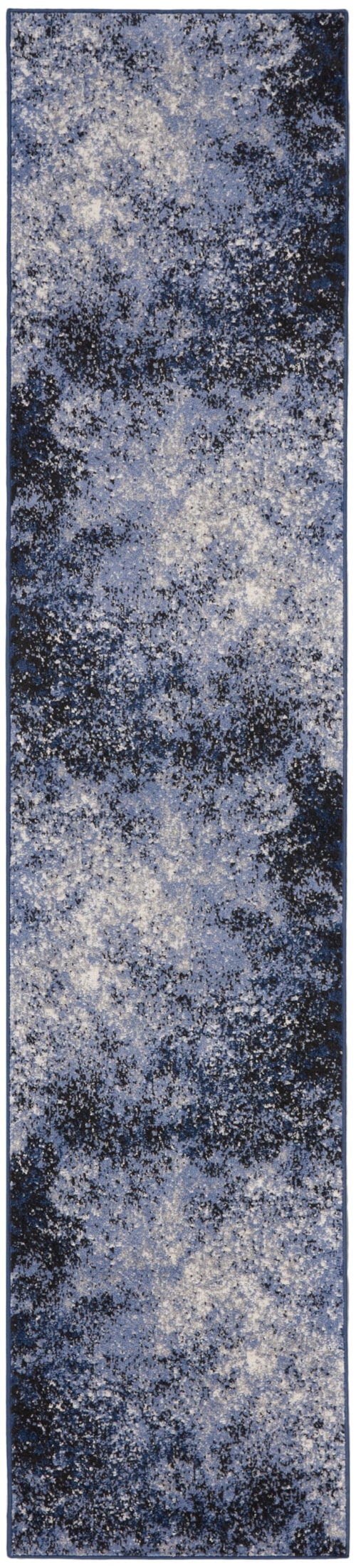 1'10" X 6' Light Blue Black Runner Rug