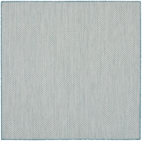 4' Ivory/Aqua Square Rug